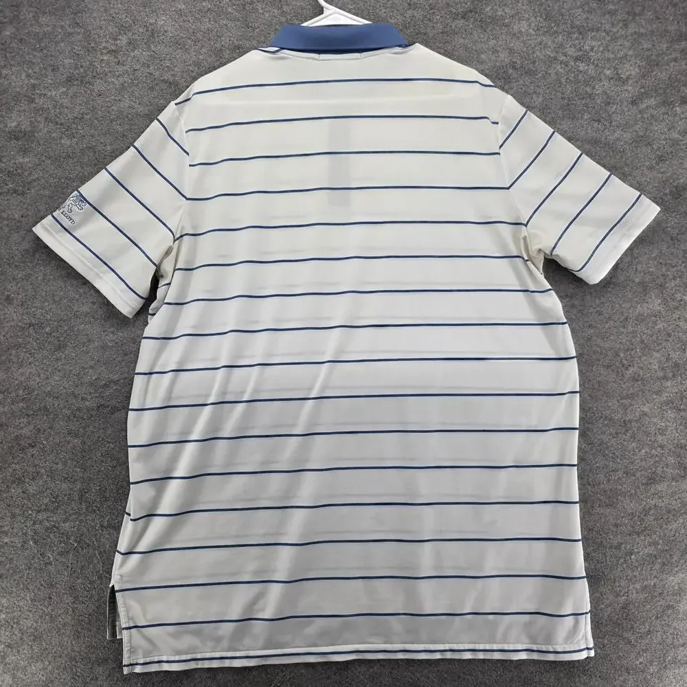 RLX Ralph Lauren Shirt Mens XL White Blue Stripe Loch Lloyd Golf Polo
